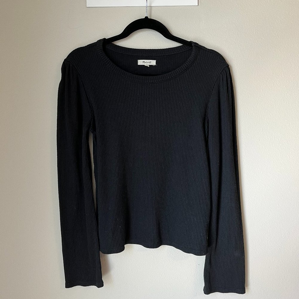 Madewell Ribbed Gathered Sleeve Top